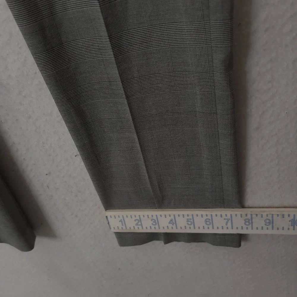 Uniqlo Kando Pants Men 35x34 Grey Glen Plaid Performance Dress Trousers Slim Fit